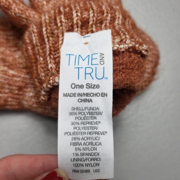 3/$15 time and tru knit brown mittens gloves women's one size - Picture 4 of 5